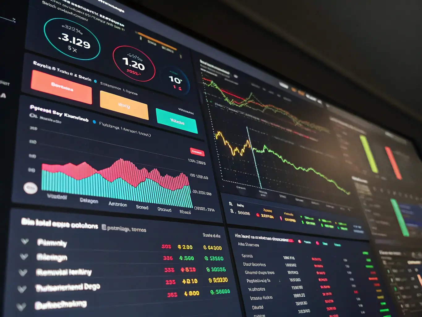 An image depicting a dashboard displaying real-time transaction monitoring, with graphs and charts highlighting suspicious activities and potential fraud patterns.